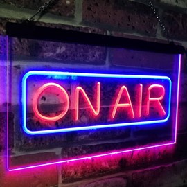 On Air Signal Recording Studio Room Decoration Dual Colour LED Bar Light Neon Light Advertising Neon Sign Red & Blue 300 x 210 mm st6s32-i2480-rb