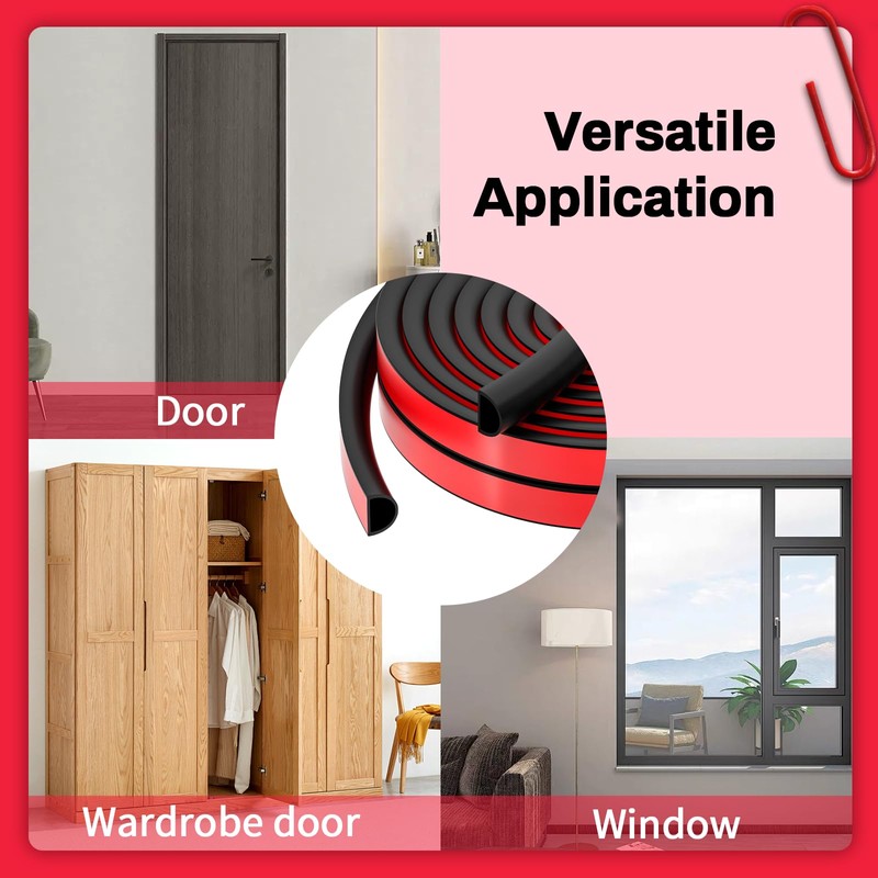 RAINFLOW 20FT Weather Stripping Door Seal - Self Adhesive Door