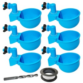 Large Blue Automatic Chicken Waterer Cups DIY Poultry Chicken Waterer Kit 5 Gallon for Chicken, Duck (bule, 6.5)