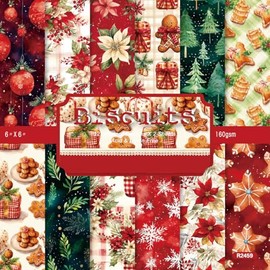 24 Sheets 6'' x 6'' Christmas Holiday Scrapbook Paper One Sided Cardstock for DIY Photo Album Card Making Decorative Paper (R2459)