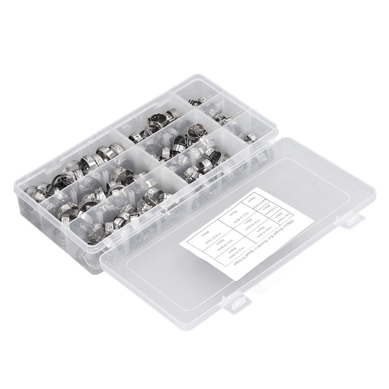 180Pcs Fuel Hose Clamps Kit Stainless Steel Injection Line Accessories