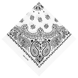 siucrde Cotton Paisley Bandana Head Wrap Scarf Wristband for Men Women(1PC,White,20.5x20.5 inch)