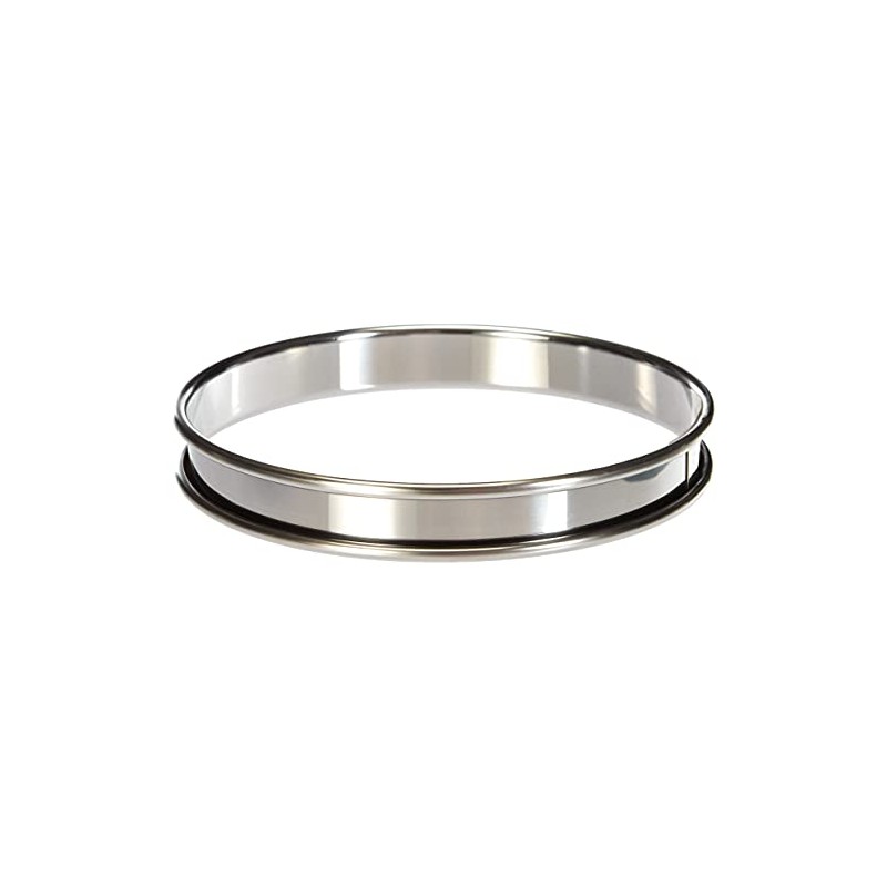 De Buyer Circular Tart Frame with Rolled Edge, Stainless Steel,