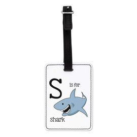 Gift Base Letter S is for Shark Visual Luggage Tag with Black Strap