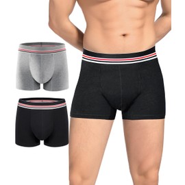 Carer Washable Men's Incontinence Underwear Reusable Leak Proof Boxer Briefs with Front Absorbency Area Waterproof for Light Bladder Leakage Protection Cotton 2 Pack (Black/Gray, Medium)