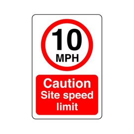 10mph caution site speed limit- 3mm Aluminum Dibond high-visibility and durability for indoor/outdoor usage (300mm x 200mm) Ensures Safety Within 7m Viewing Distance.