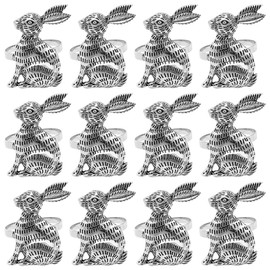 Easter Napkin Rings, 12 Pieces Metal Rabbit Shape Napkin Ring Holder for Banquets, Weddings, Dining Table Decoration