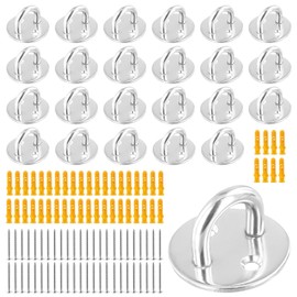 NAMYEUT Pack of 24 M5 Eye Plate Stainless Steel, 304 Eyelet Plate Stainless Steel Eyelet Holder with Screws, Cover Plate Eye Plates for Hanging Items, Mounting Hooks