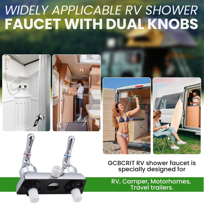RV Shower Faucet, Camper Shower Faucet Diverter with Classical Handles,