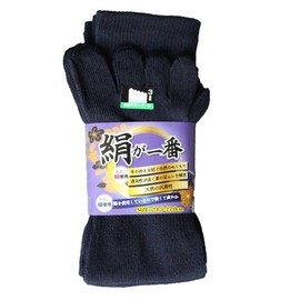 Hayashi SI909 Men's 5 Toe Silk Cotton, Military Feet, 3 Pairs Set, Thick, Antibacterial Silk and Cotton for Comfort and Comfort, Navy Blue, 9.6 - 10.6 inches (24.5 - 27 cm), navy