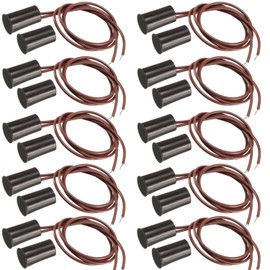 VISSQH 10 Pair RC-33 NC Recessed Wired Security Window Door Contact Sensor Alarm Magnetic Reed Switch （brown）