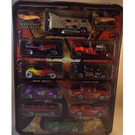 Hot Wheels Decades 1900-2000 Collectible Tin Drag Bus, '57 Chevy, Camaro, Viper