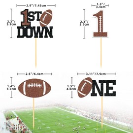 Moitkptt 24Pcs Football 1st Birthday Cupcake Toppers, First Birthday Football Cake Decorations, Football Cupcake Toppers for Football Baby Shower Decoration (1st birthday)