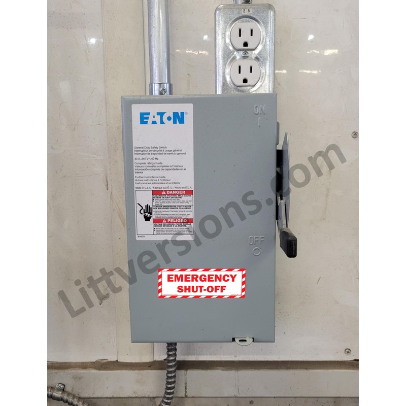 Littversions 5-Pack 6" x 2" Emergency Shut-Off Fuel Switch Warning