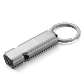 TISUR Whistle Disaster Safety Security Emergency Rescue Outdoor Climbing Coach Use High Volume Metal Double Tube Whistle with Keyring (Titanium Gray / 1 Piece)