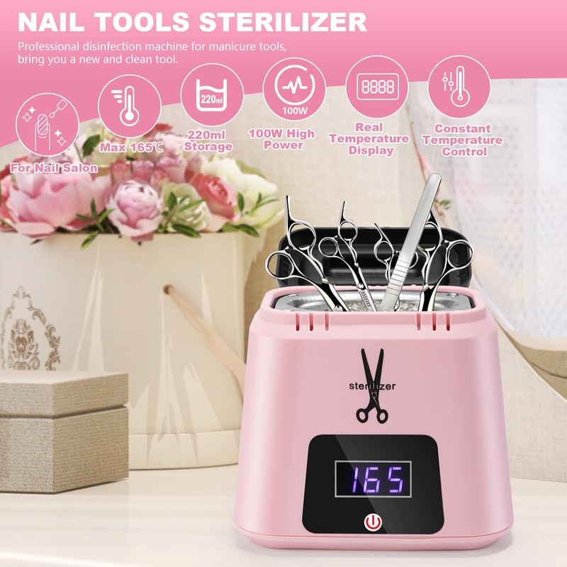 Wbuosz Nail Tool Sterilizer High Temperature 329℉ Sterilizer for Nail