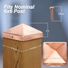 6x6 Hammered Copper Pyramid Post Caps (3-Pack) - Extended Lip