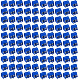 RUNCCI-YUN 5 mm 2 Pin PCB Mount Screw Terminal Block Screw Terminal Connector Blue (300V 15A) Pack of 100