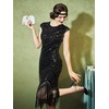 SWEETV Women's Black Flapper Dresses 1920s Great Gatsby Dresses Sequin