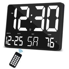 SZELAM Digitaluhr Großes Display,11,5" Digitaler Kalenderwecker mit Funkfernbedienung,LED Übergroße Wanduhr mit Datumstemp.12/24H,Snooze Wecker für Zuhause Schlafzimmer Büro Gym