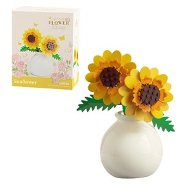 Sunflower Bouquet Building Block Set, Clamp Building Blocks, Flowers with Vase, Unique DIY Home Decoration, Bouquet, Botanical Collection, Building Toy Sets, Birthday Gifts for Girls and Teenagers