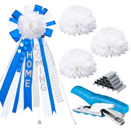 Yuxung 3 Pcs Homecoming Mum Flower and Stapler with 1000 Staples Homecoming Mum Supplies and Mini Plier Stapler 20 Sheets Capacity DIY Crafts for Back to School Football Party Decorations(Blue)