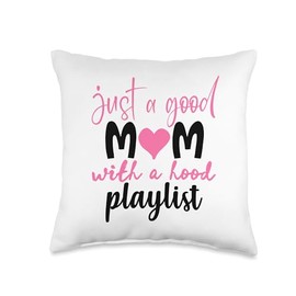 Just A Good Mom With A Hood Playlist Throw Pillow