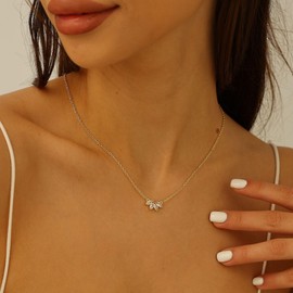 Plenky Diamond Necklaces for Women-14kDainty Butterfly Leaf Flower Necklace for Women Layered Necklaces for women grils