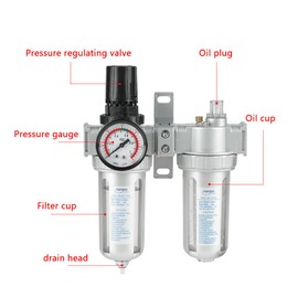 1/2" Air Pressure Compressor Filter Gauge Trap SFC400 Oil Water Regulator Tools Kit Air Compressor Regulator