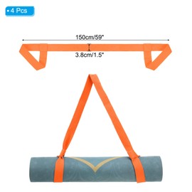 PATIKIL Yoga Mat Strap, 4 Pack Adjustable Yoga Mat Carrier Straps Sling Cotton Anti Slip Mat Holder Stretching Band for Exercise, Orange