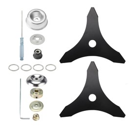 2PCS 10" x 3TTeeth Brush Cutter Blade ，Universal Brushcutter Blade Weed Eater Cutter Blade with 2 Different Adapter Kits with 20mm Washer Adapter for Trimmer Weed Eater Lawn Mower