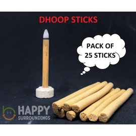 Incense Dhoop Sticks Pack of (25 Sticks with Stand) - 100% Natural bambooless Incense Dhoop Sticks - Traditional Indian Incense (No Damaged Sticks Hand Sorted Packet) (Neem)