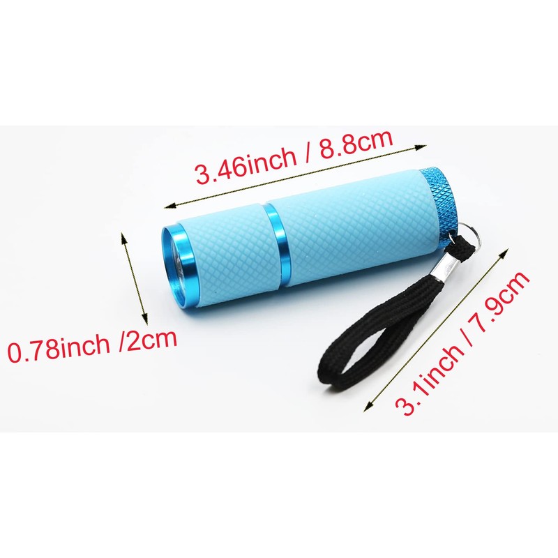 DAFURIET 4 Pack Mini Flashlights, 9 LED Glow-in-The-Dark Aluminum Lights