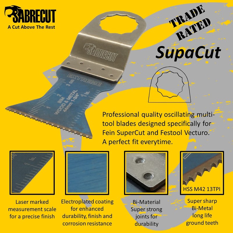 10 x SabreCut SC44B_10 44mm Bi-Metal Blades Compatible with Fein