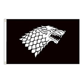 Yerchic House Stark Flag Banner 3 * 5ft for Garage Indoor Room Man Cave Wall Decoration Black