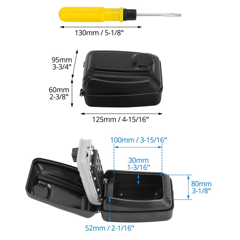 QWORK® Weatherproof Key Safe Box Wall Mounted for Outside, 12-Digit