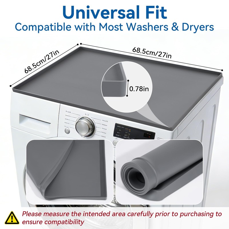 Silicone Washing Machine Cover Mat Waterproof Washer Dryer Top Protector