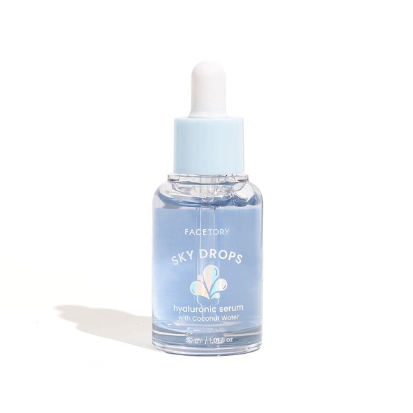 FaceTory Sky Drops Hyaluronic Serum 30 ml/ 1.01 fl.oz- with Hyaluronic Acid and Coconut Water, Fragrance Free, Daily Lightweight Hydration Face Serum for All Skin Types