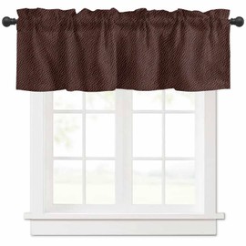 Hokiten Brown Leather Texture Window Valance Curtains, Window Treatment for Kitchen, Bathroom, Bedroom, Farmhouse Vintage Rod Pocket Short Curtain 1 Panel, 42x18 in