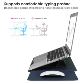 HoYiXi 13 Inch Laptop Sleeve Case Leather Bag Compatible with MacBook Air 13.3''/13.6'' M1 M2/MacBook Pro 13 2022-2016/Dell XPS 13/Surface Pro X/8/7 /6/5/Surface Laptop 13.5 Inch, Navy