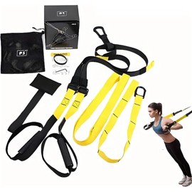 Pro Suspension Trainer Kit, Adjustable Full-Body Training System with Door Anchor & Straps for Strength, Yoga & Core Workouts at Home Gym