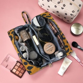 Jiliyote Toiletry Bag Women's Corduroy Toiletry Bag Travel Cosmetic Bag Women's Corduroy Makeup Bag Women's Wash Bag Cord Cosmetic Bag for Girls Travel Women, leo, Cosmetic bag