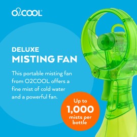 O2COOL Deluxe Handheld Battery Powered Water Misting Fan (Green)