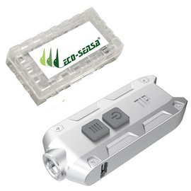 Nitecore TIP USB Rechargeable Keychain XP-G S3 Light - 360 Lumens - Choice of 7 Colors w/Eco-Sensa Battery Case (Grey)