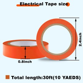 Romeda 9 Pack Electrical Tapes, Electrical Tape Water, Sun, and Oil Resistant, Electrical Tape is Suitable for Most Domestic, Commercial, and Industrial environments - Orange