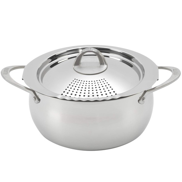 Bialetti Oval 6 Quart Multi-Pot with Strainer Lid, whole pasta, corn, lobster, Stainless Steel
