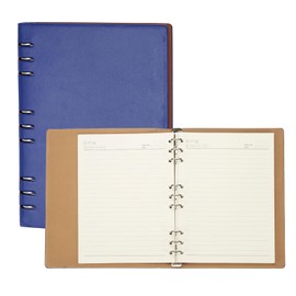 PATIKIL B5 Refillable Leather Notebook, 9 Ring Hardcover Binder Notebook 96 Sheets for Business Office Study Writing Journal Personal Planner, Blue