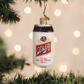 Old World Christmas Schlitz Beer Can Glass Ornament for Holiday Tree