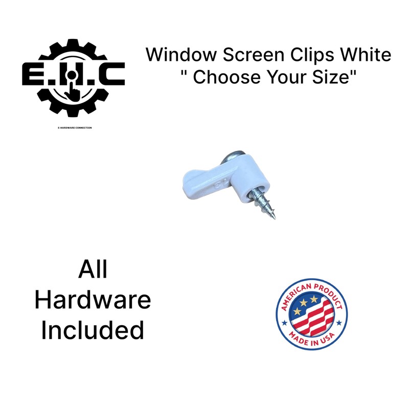 Window Screen Clips / “White” Plastic (Choose Your Size! /Size