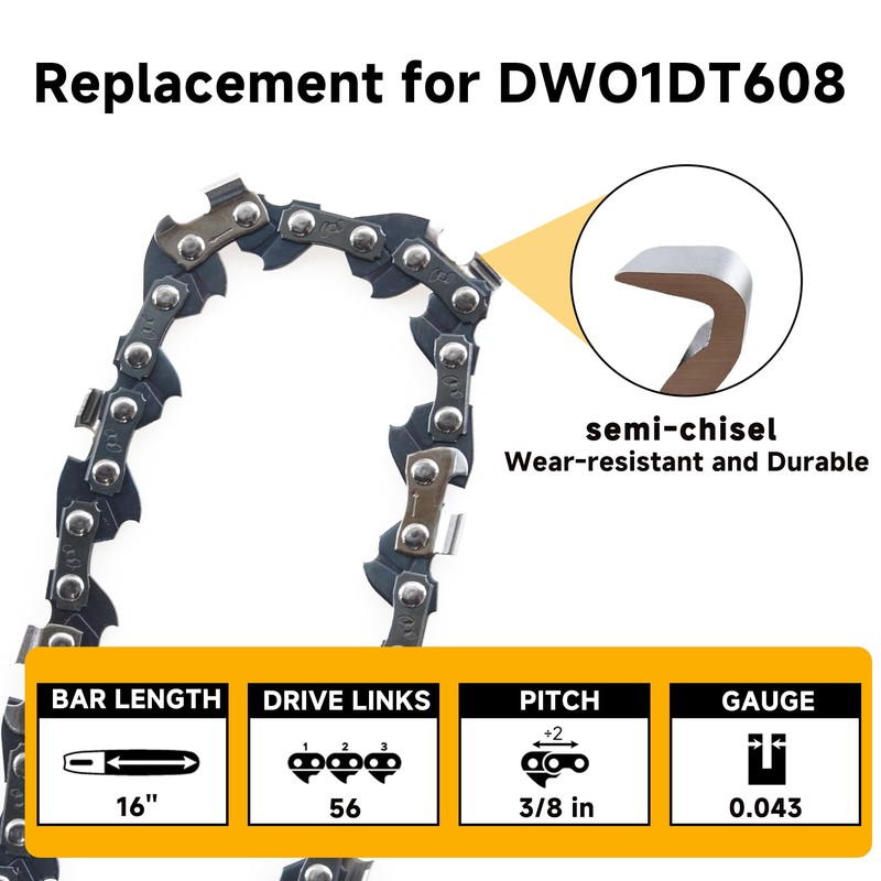 16-Inch DWZCSB16 Chainsaw Guide Bar and DWO1DT616T Saw Chains Combo